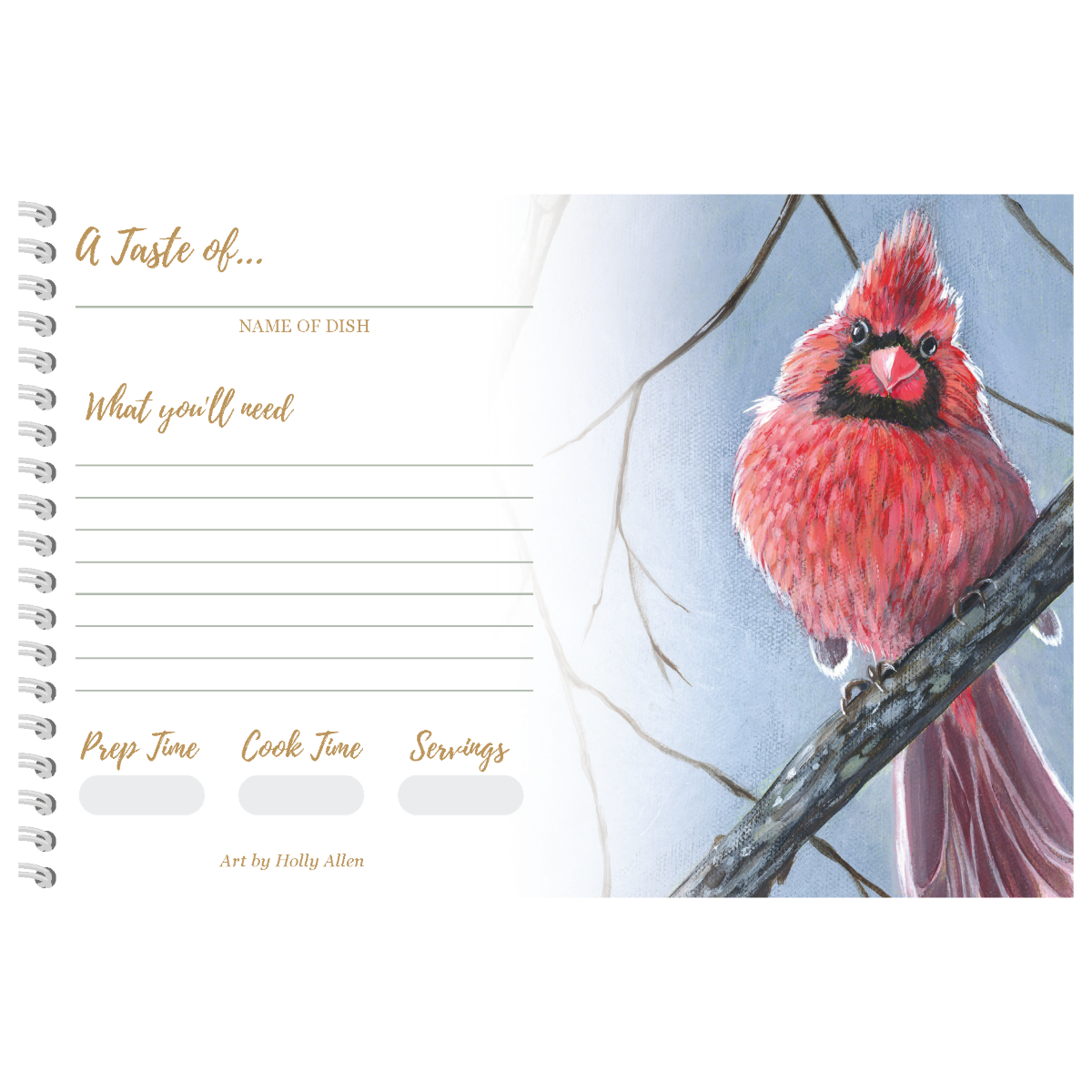 Recipe Cards Gift Set w/ Cardinal Bird Artwork | 10, 20 or 50 Cards