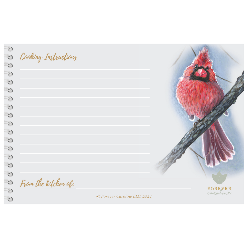 Recipe Cards Gift Set w/ Cardinal Bird Artwork | 10, 20 or 50 Cards