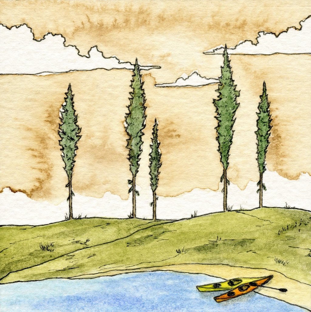 Outdoor Adventure Notecard Set | Hammock, Van, Cabin, Kayak | 4 Card Set