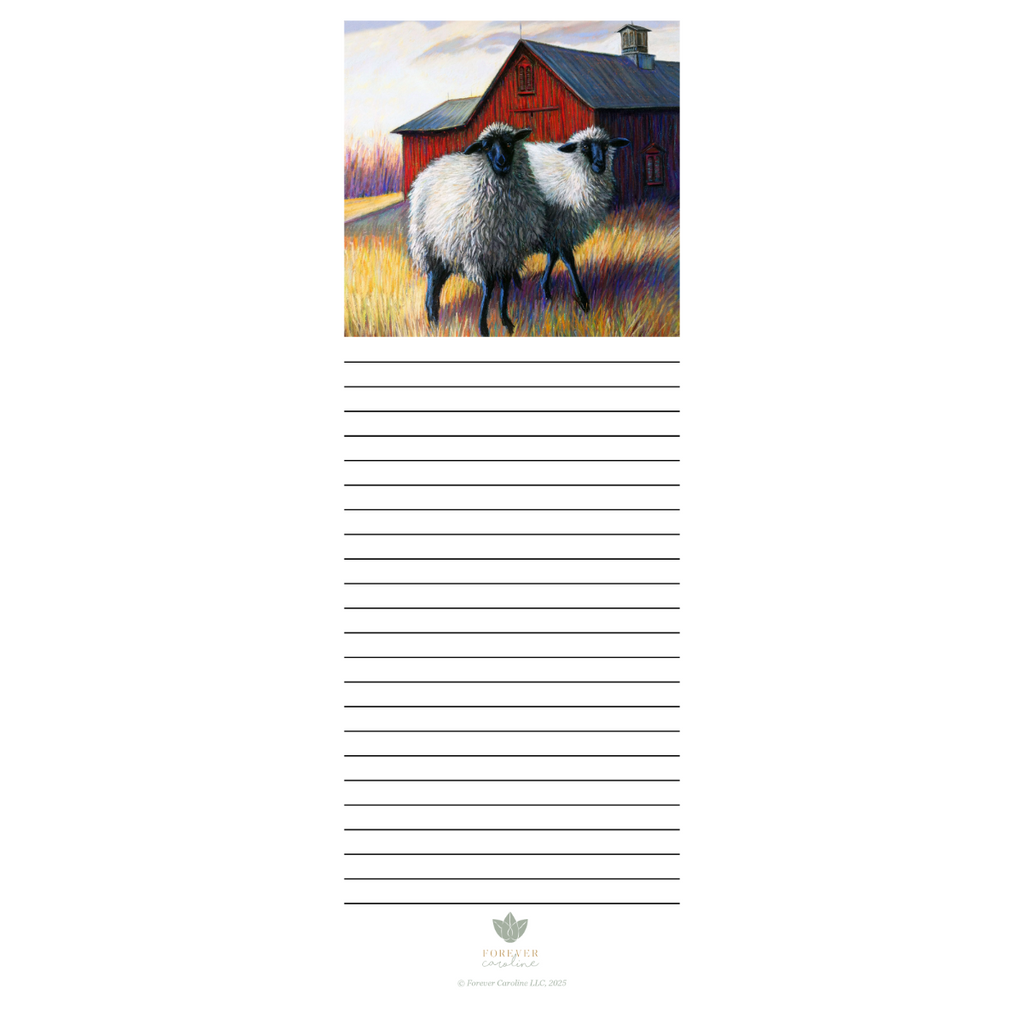 Magnetic Notepad w/ Original Sheep and Barn Artwork | Cute Sheep Memo Pad