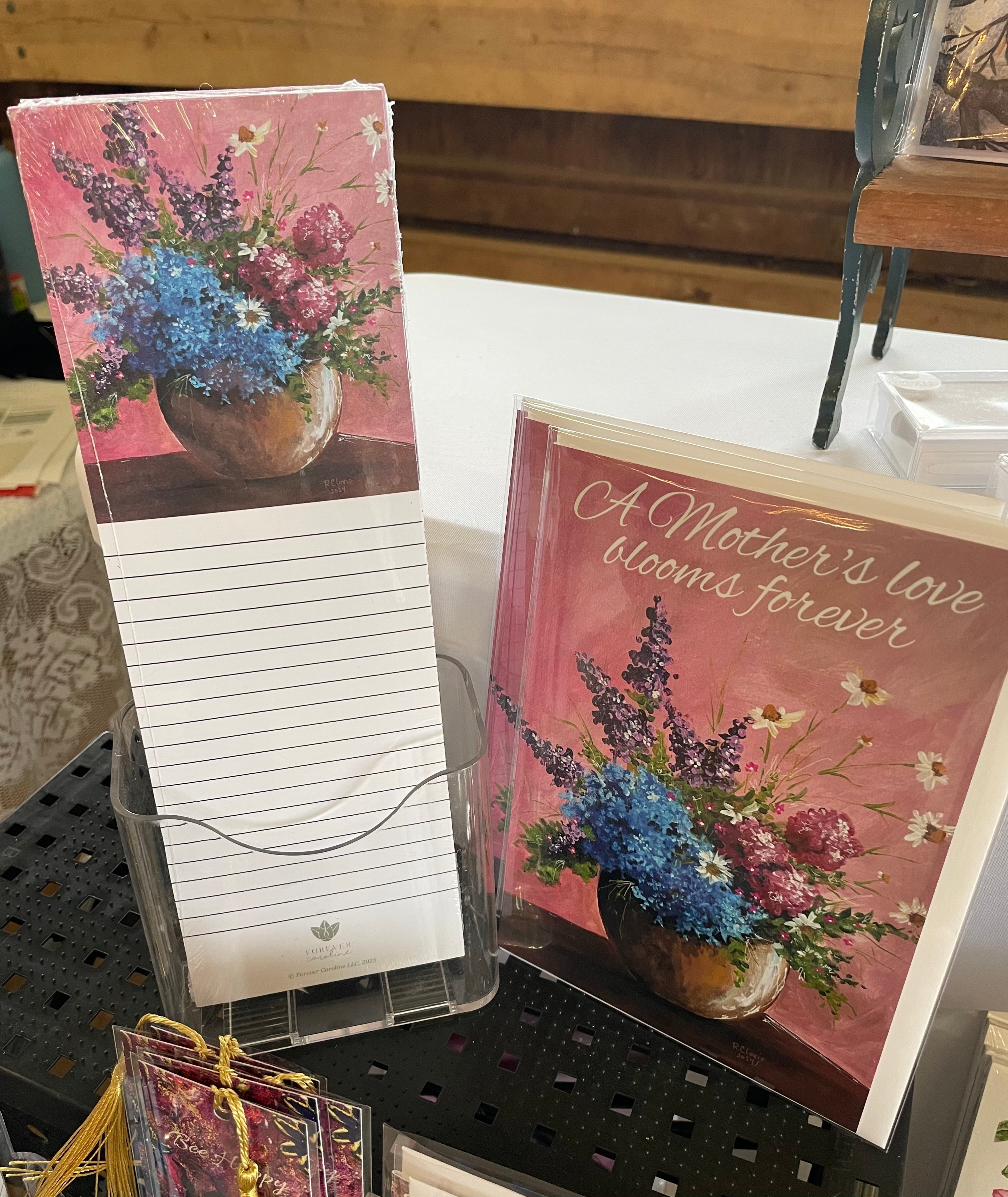Magnetic Notepad w/ Floral "Blissful Blooms" Art | Pretty Market List