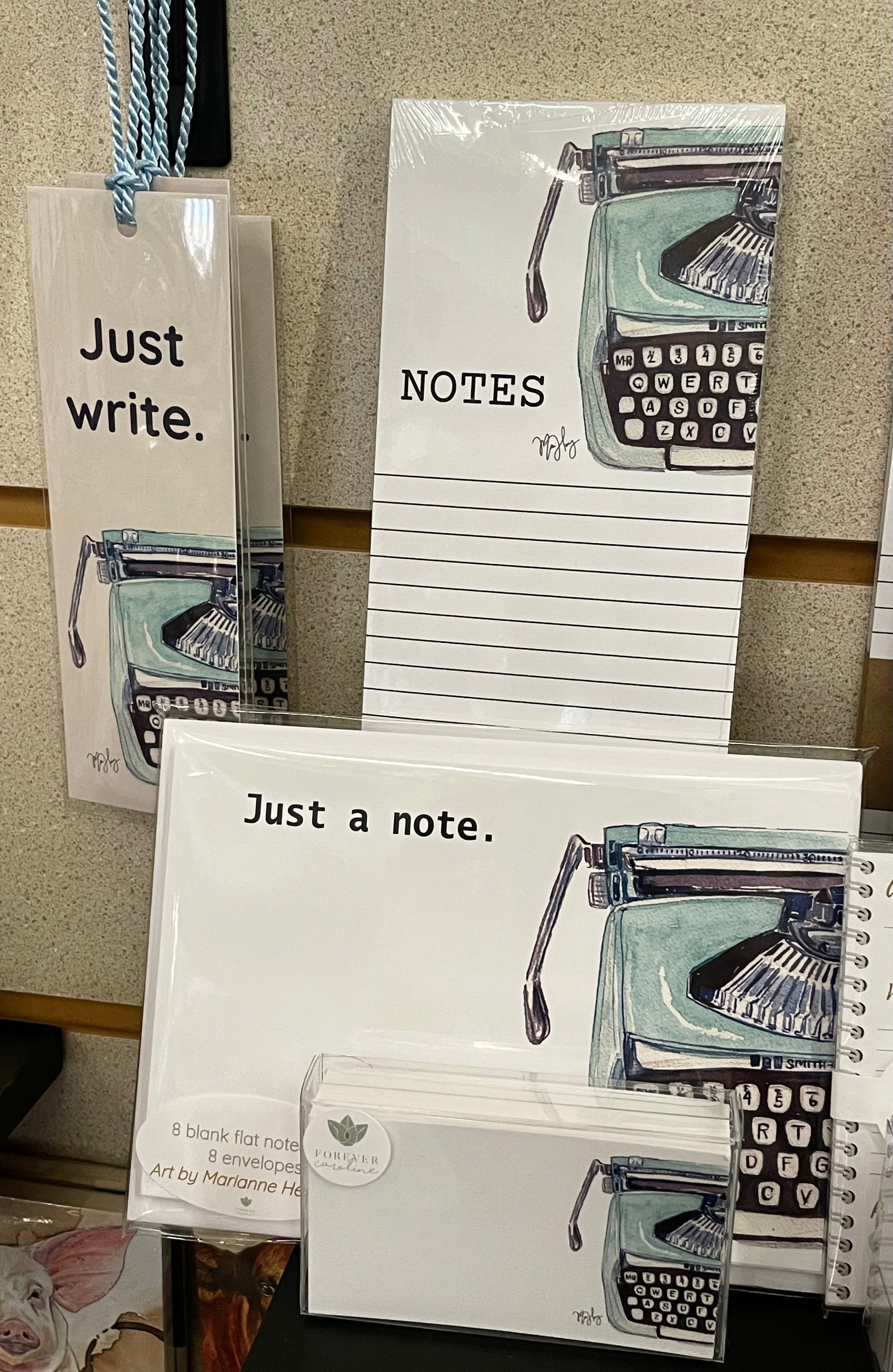 Flat Note Cards with Vintage Typewriter Art | Set of 8 Cards & Envelopes