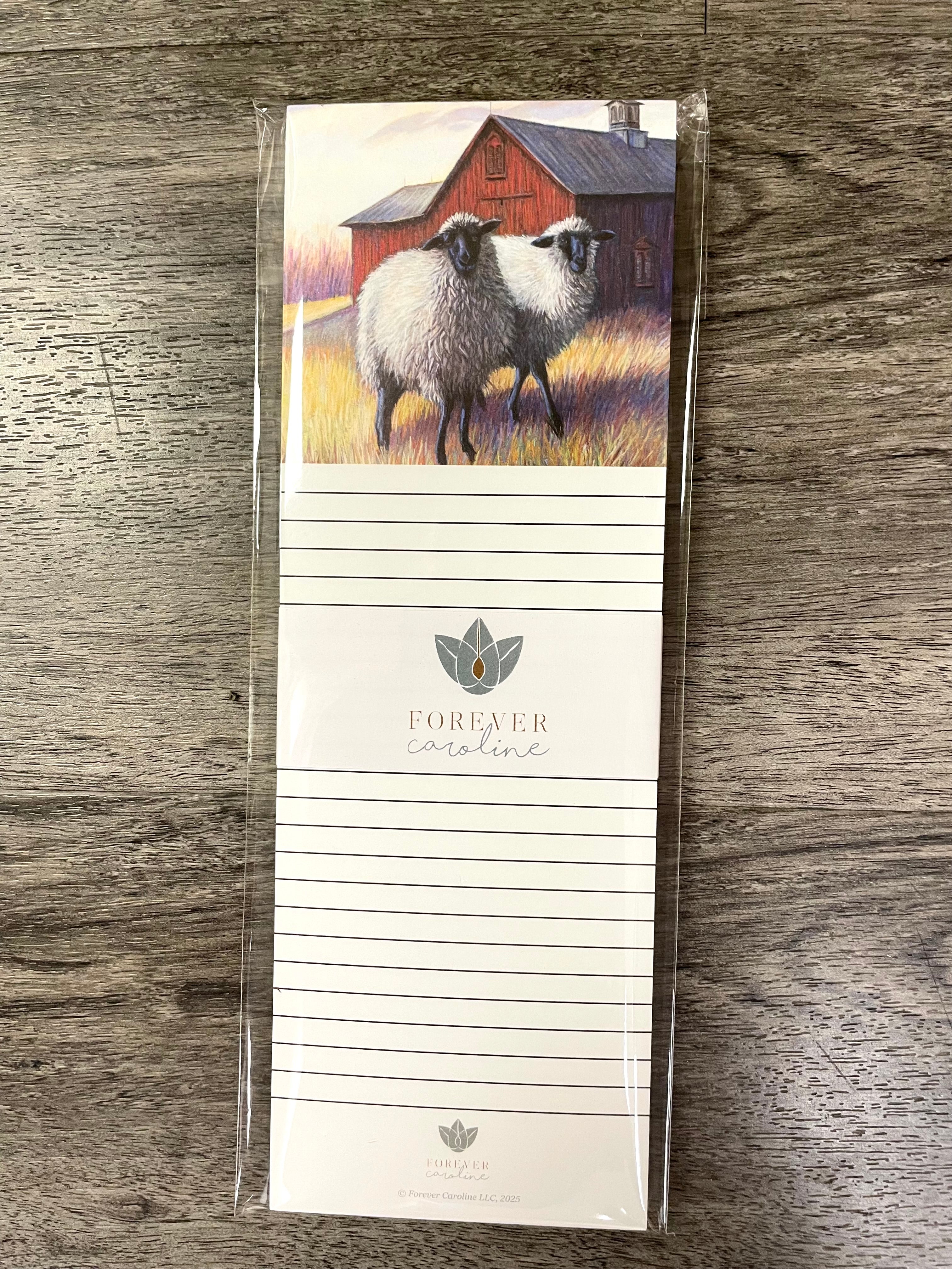 Magnetic Notepad w/ Original Sheep and Barn Artwork | Cute Sheep Memo Pad