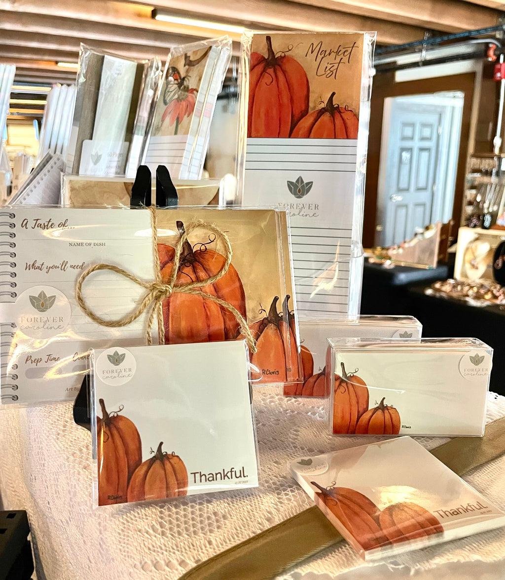 Magnetic Notepad w/ Autumn Harvest Pumpkin Artwork | Pretty Fall Memo Pad