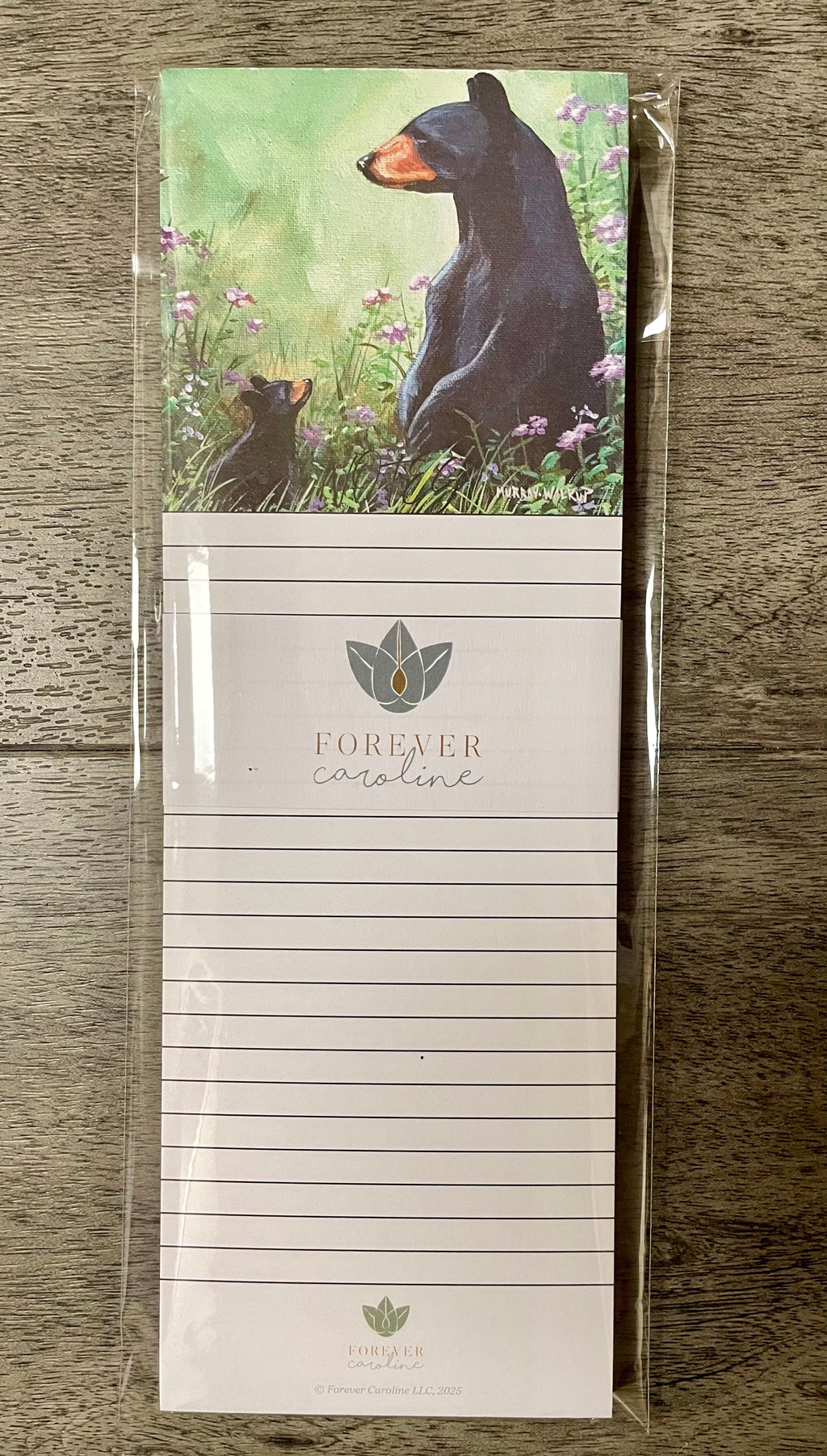 Magnetic Notepad w/ Mama Bear & Cub in a Meadow