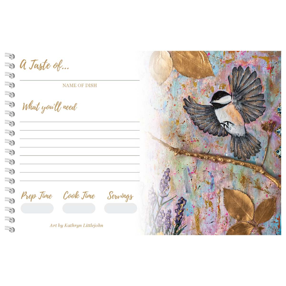 Recipe Cards Gift Set w/ Elegant Chickadee Artwork | 10, 20 or 50 Cards