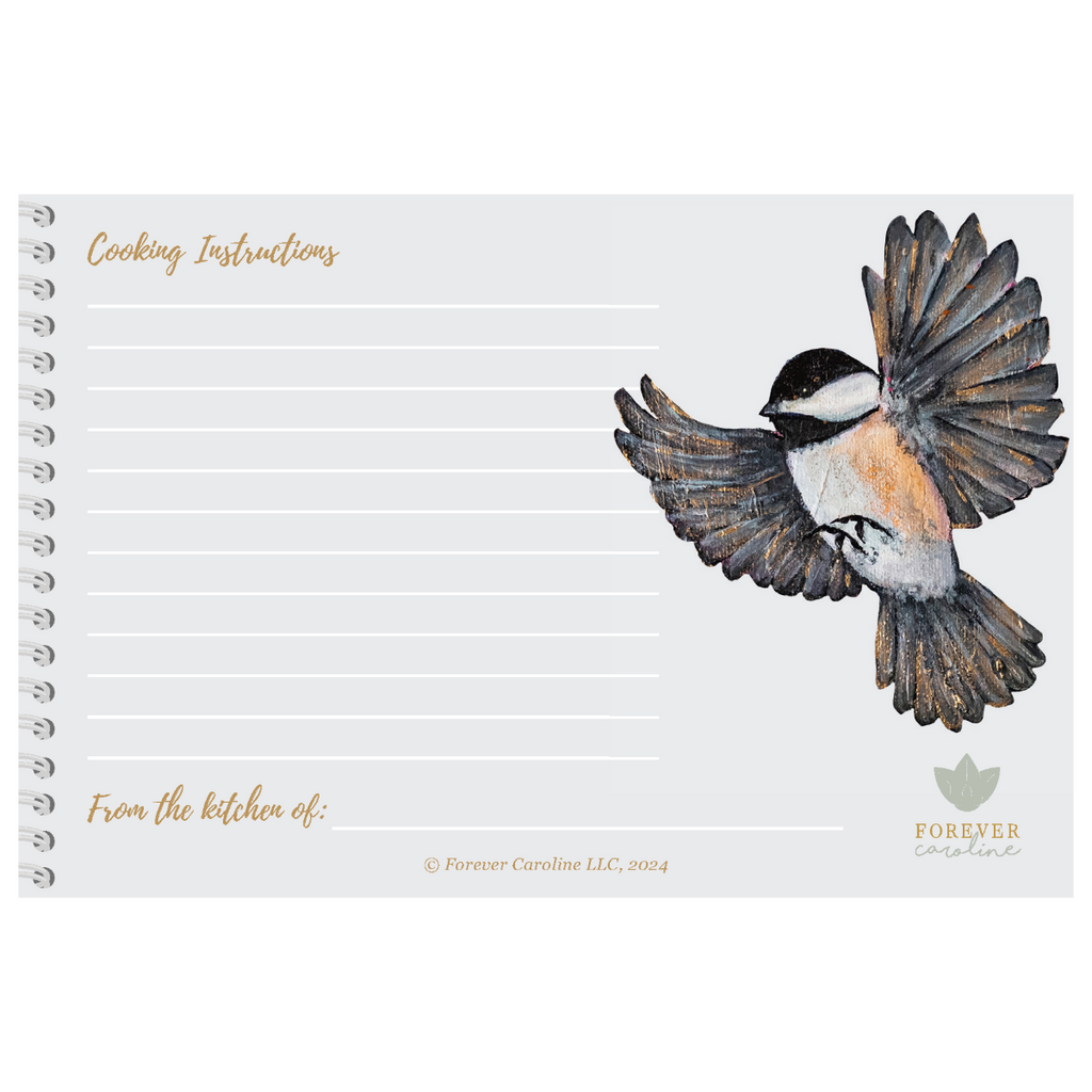 Recipe Cards Gift Set w/ Elegant Chickadee Artwork | 10, 20 or 50 Cards