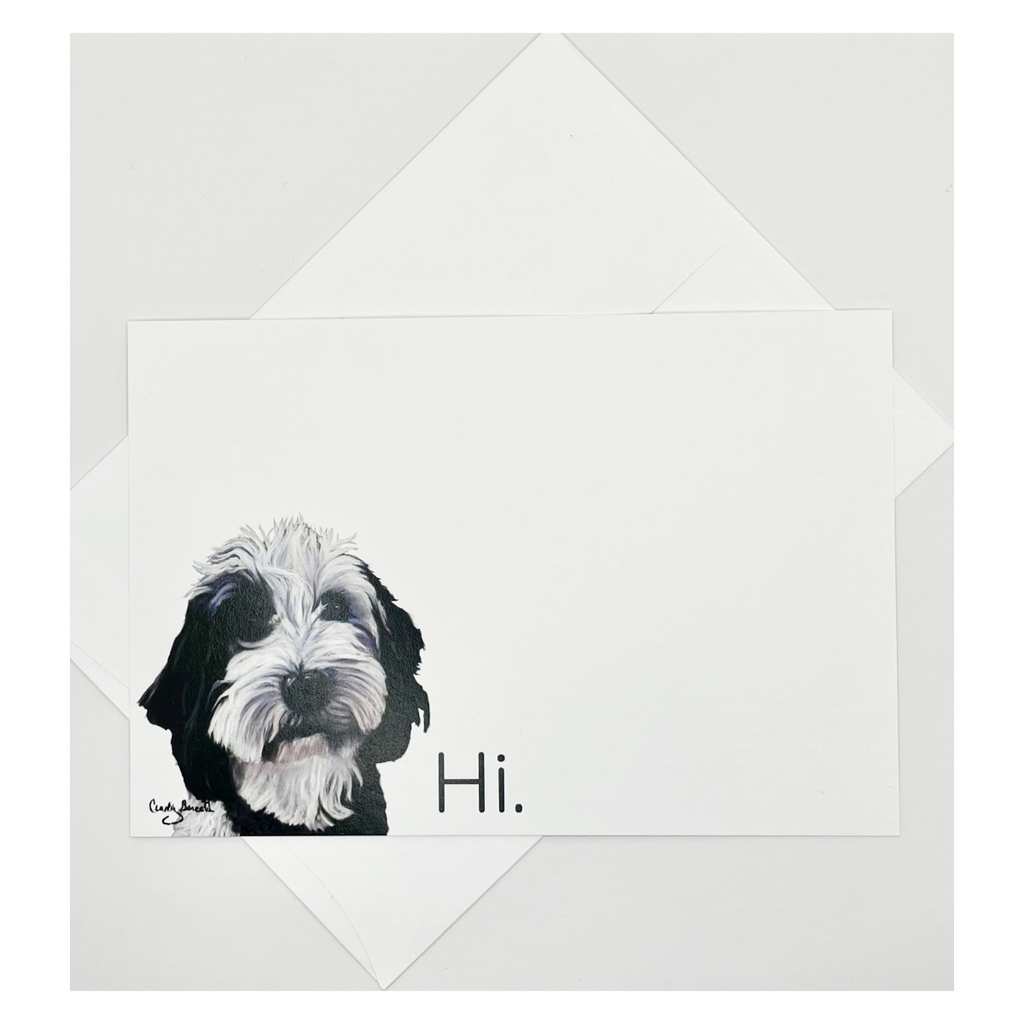 Flat Note Cards with Doodle Dog Art | Set of 8 Cards & Envelopes