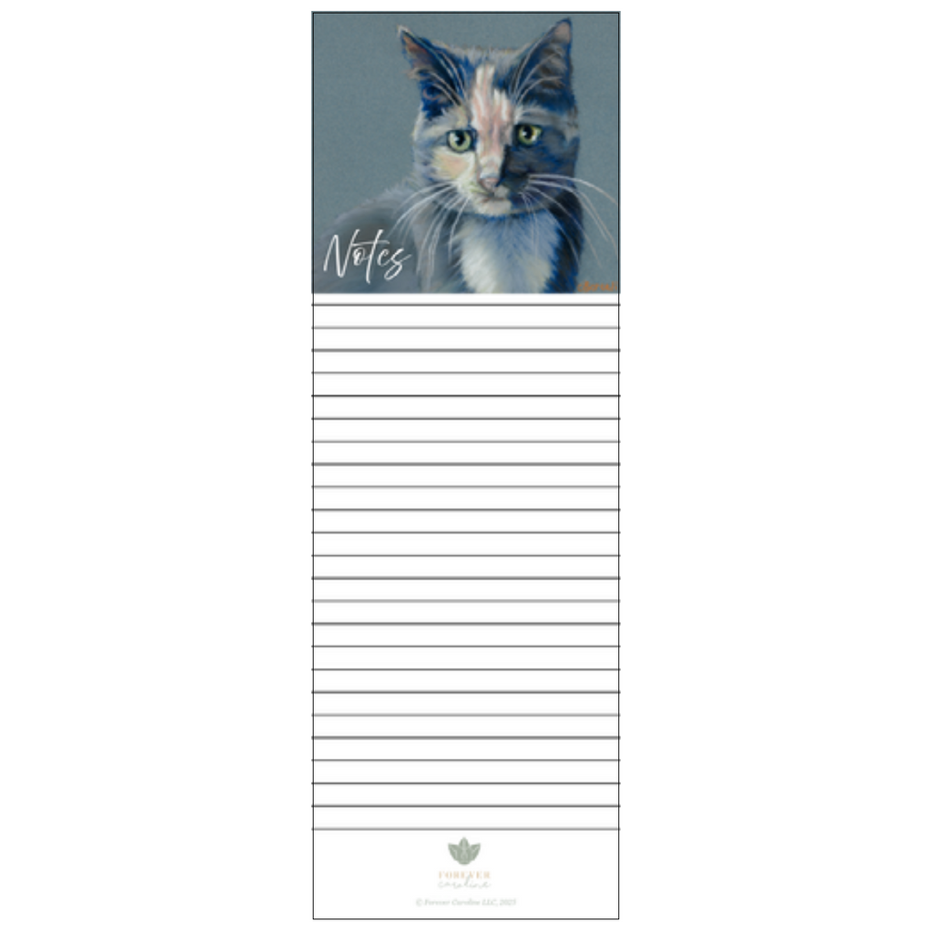 Gray Cat Magnetic Notepad | Cute Cat Art Fridge Tablet