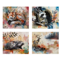 Woodlands Wildlife All-Occasion Blank Notecard Set | 4 Card Set Featuring Fox, Raccoon, Porcupine and Deer