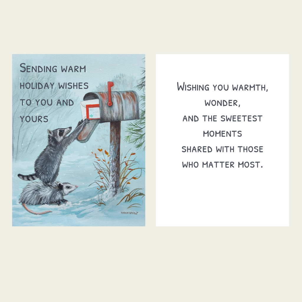 Raccoon & Opossum Holiday Greetings Card