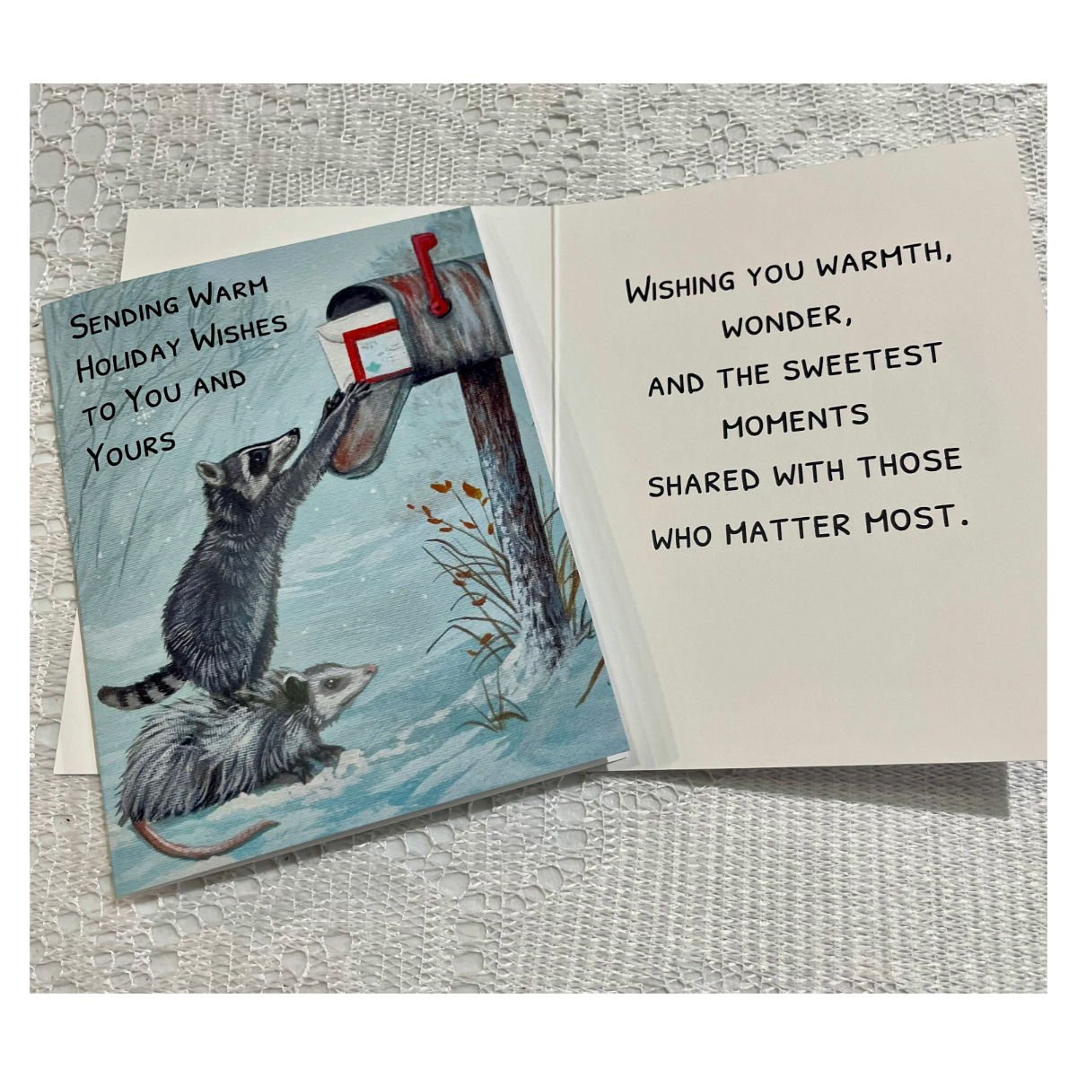 Raccoon & Opossum Holiday Greetings Card