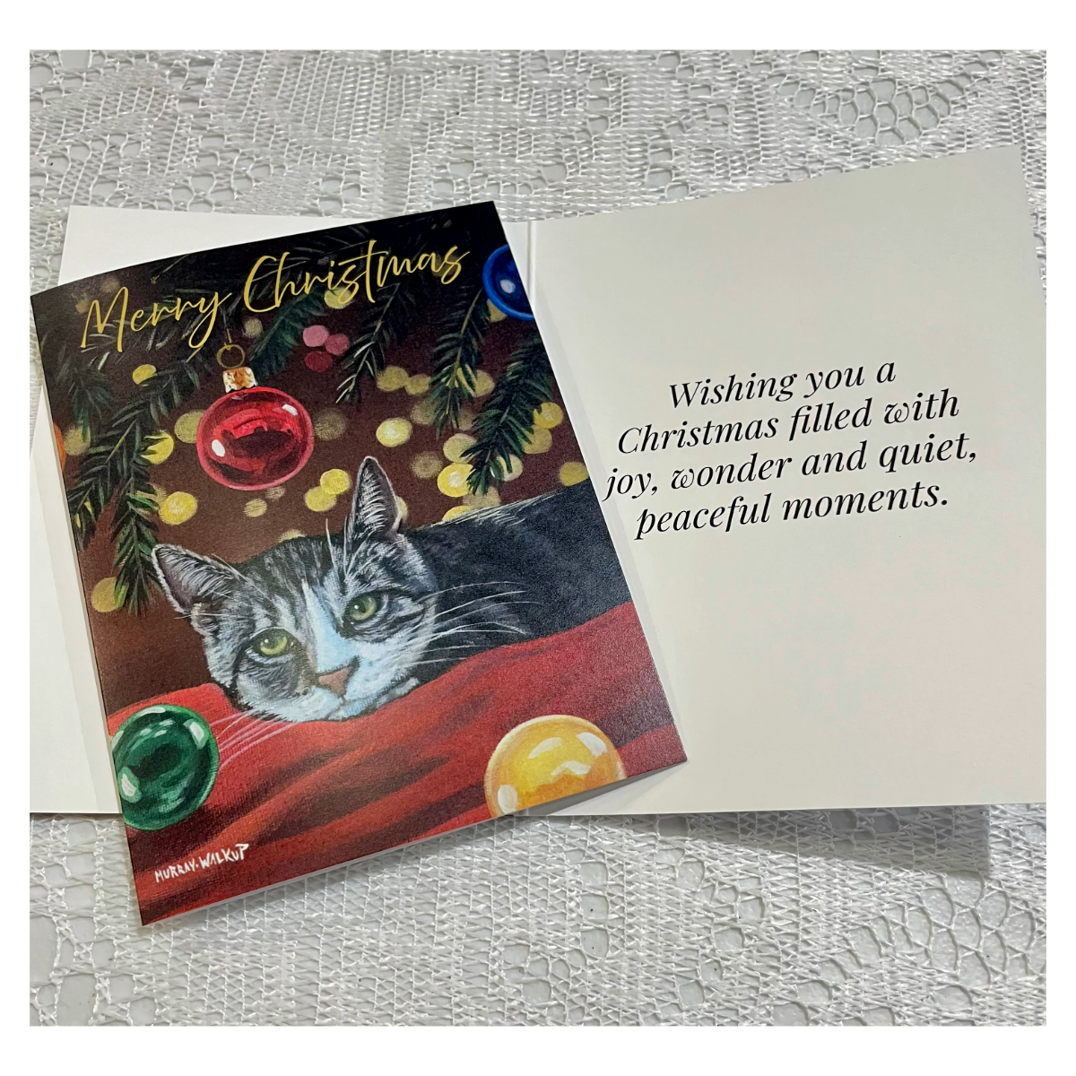 Christmas Tree Cat Greeting Card Boxed Set | 4, 8 or 20 Cards