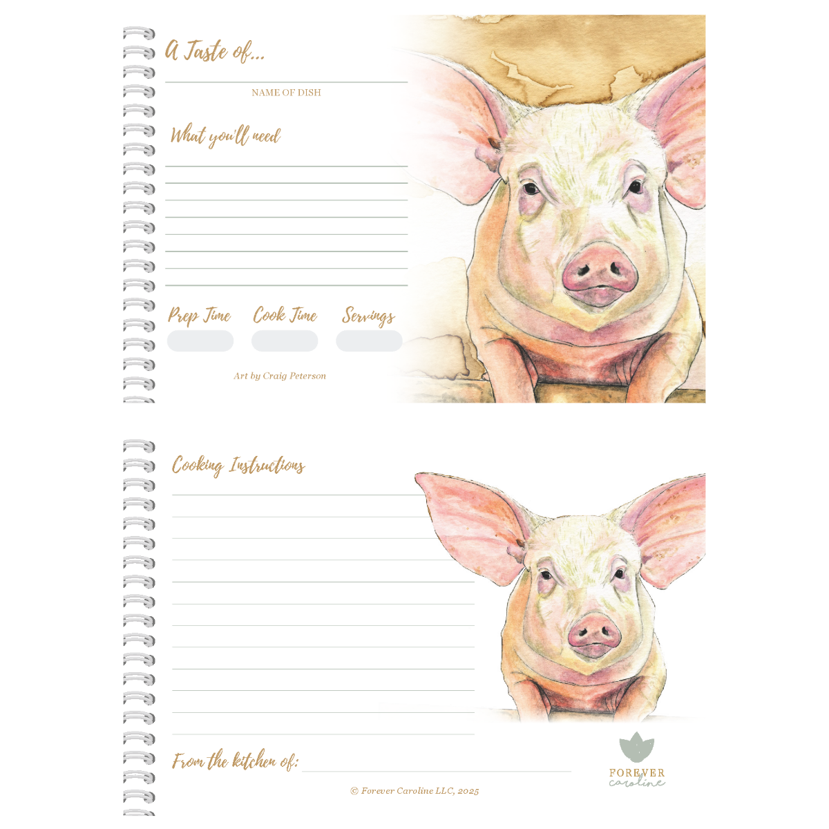Recipe Cards Gift Set w/ Original Pig Artwork | 10, 20 or 50 Cards