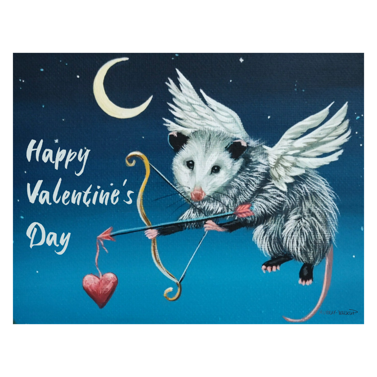Opossum Cupid Valentine's Day Card