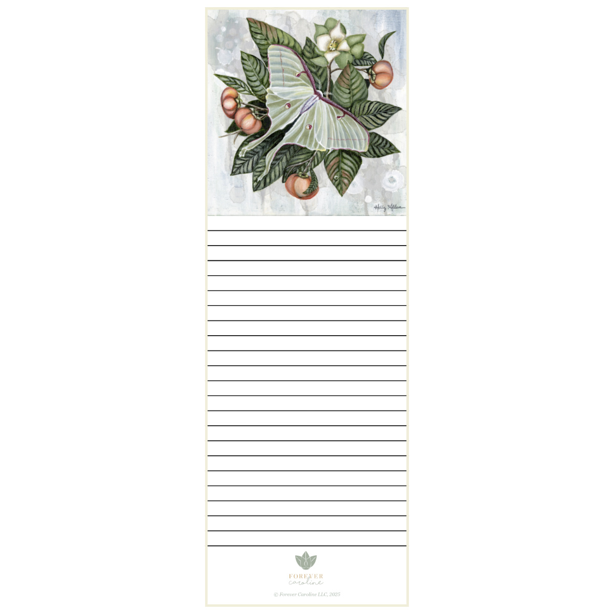Magnetic Notepad w/ Luna Moth and Persimmon | Pretty Botanical Memo Pad