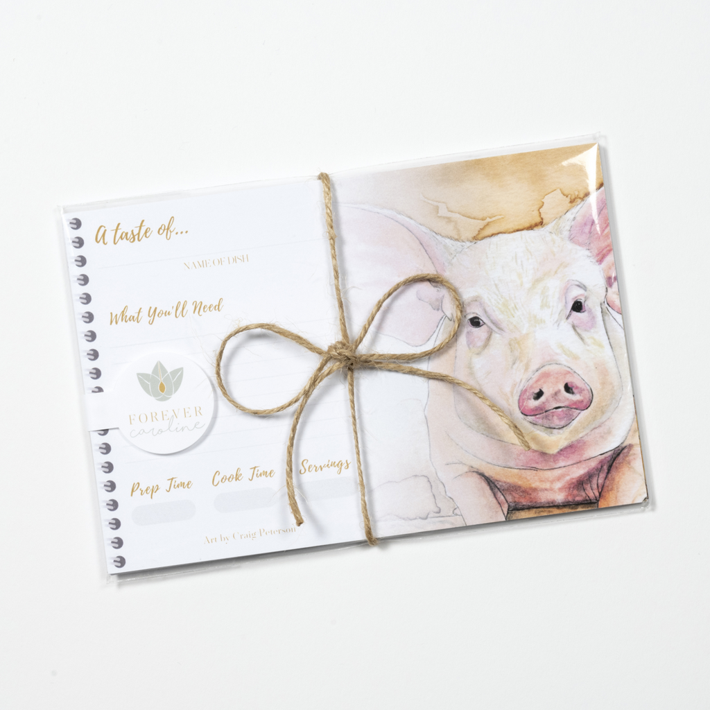 Recipe Cards Gift Set w/ Original Pig Artwork | 10, 20 or 50 Cards