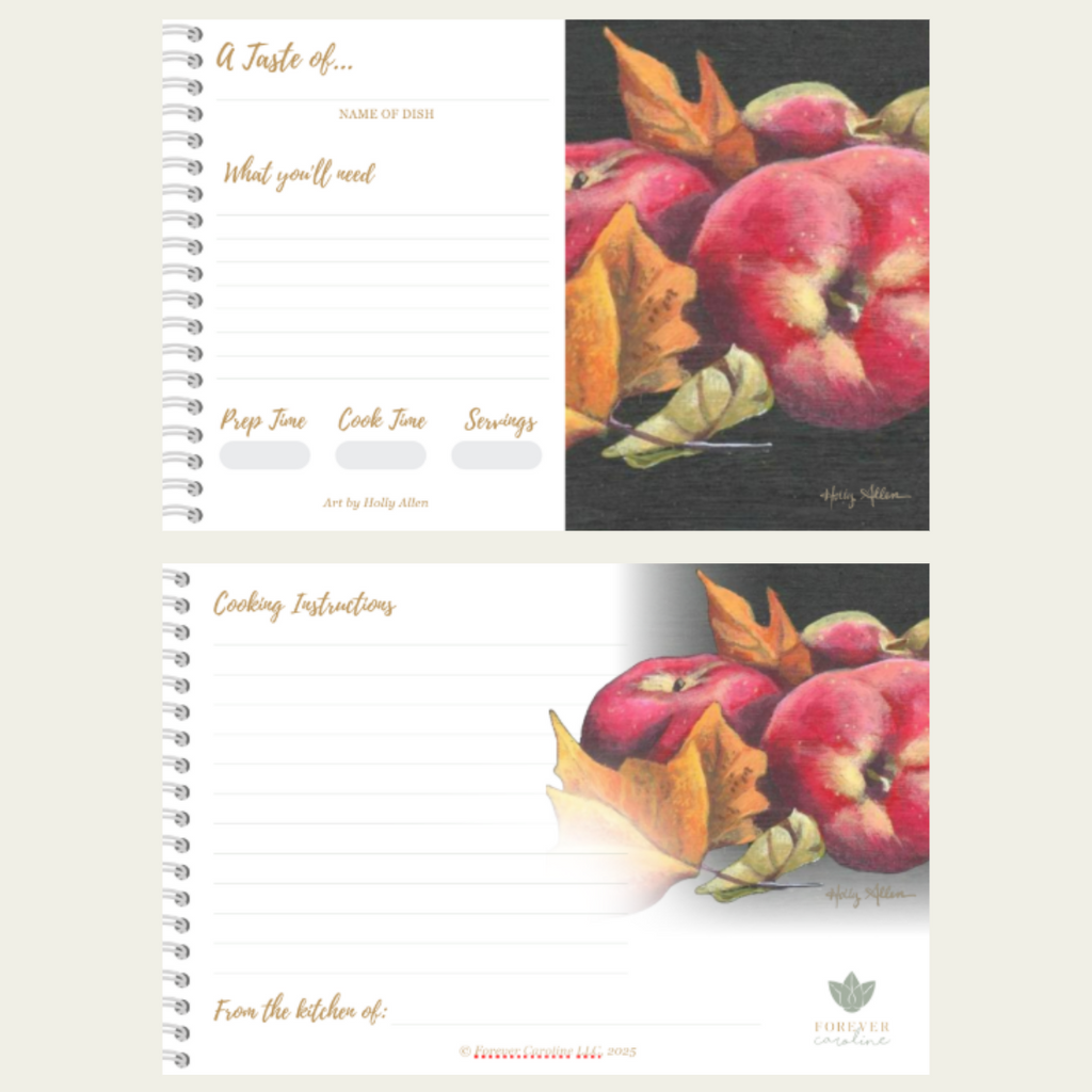 Recipe Cards Gift Set w/ Fall Apple Recipe Card Gift Set | 10, 20 or 50 Cards