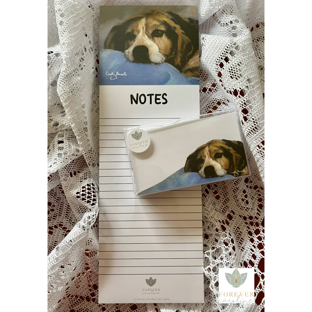 Magnetic Notepad w/ Beagle Dog Art | Cute Dog Memo Pad