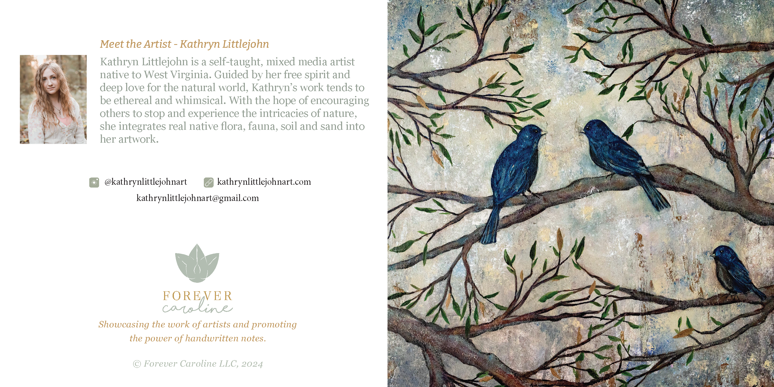 Birds & Branches All-Occasion Blank Notecard OR 4-Card Set