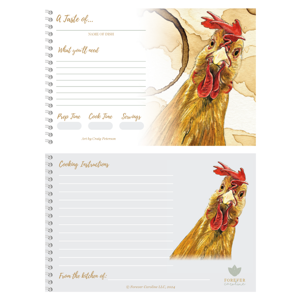 Recipe Cards Gift Set w/ Whimsical Chicken Art | 10, 20 or 50 Cards