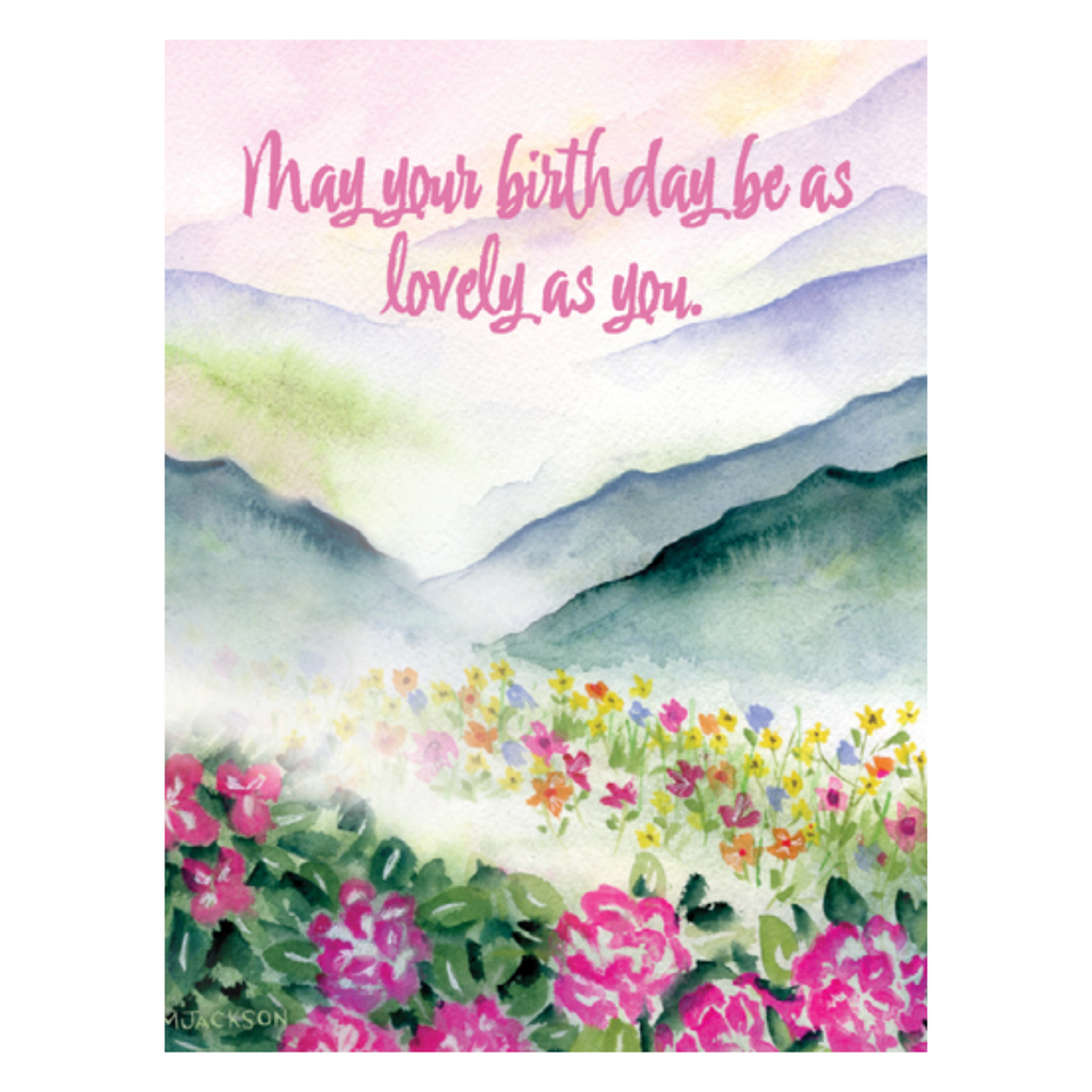 Wildflower Meadow and Mountain Birthday Greeting Card