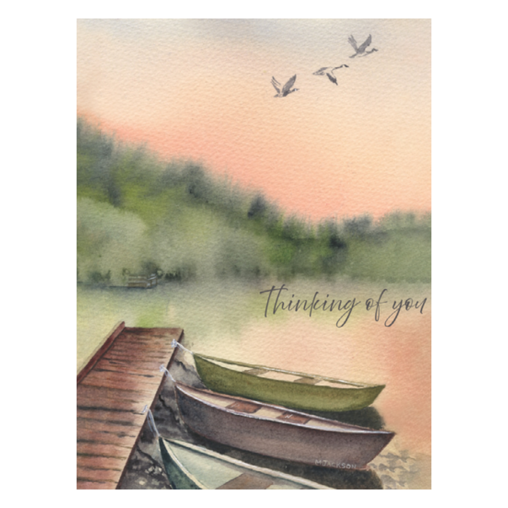 Lakeside at Sunset "Thinking of You" Greeting Card